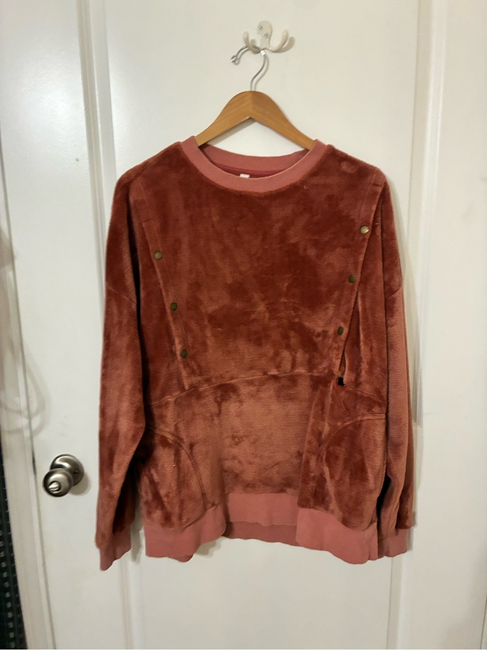 *NURSING* Latched Mama Women's Plush Crewneck Nursing Sweater in Rust Red